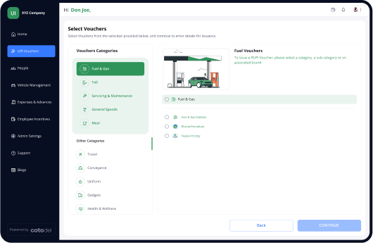 Cotodel Dashboard for UPI Vouchers